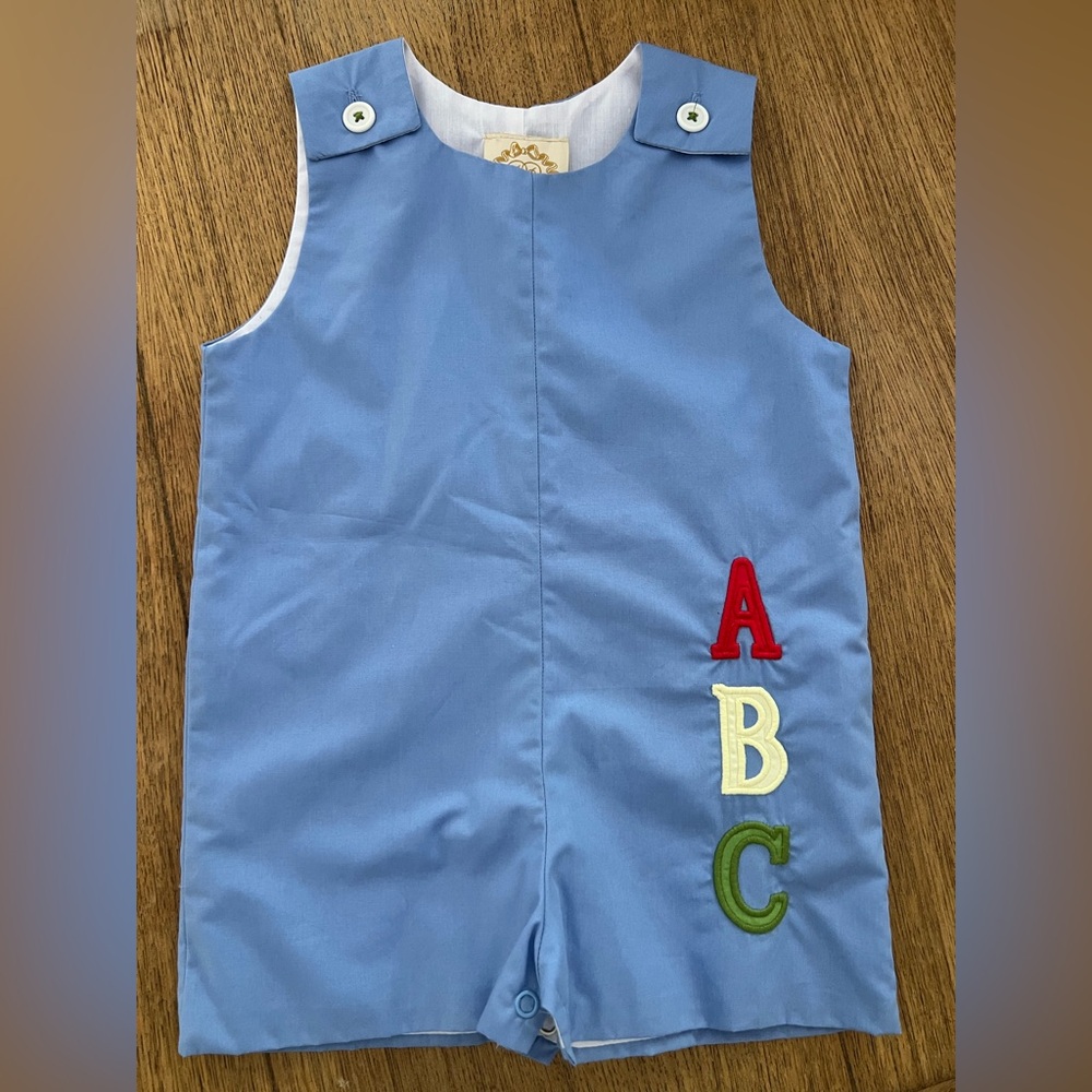 Blue Boys' ABC Applique Shortall
